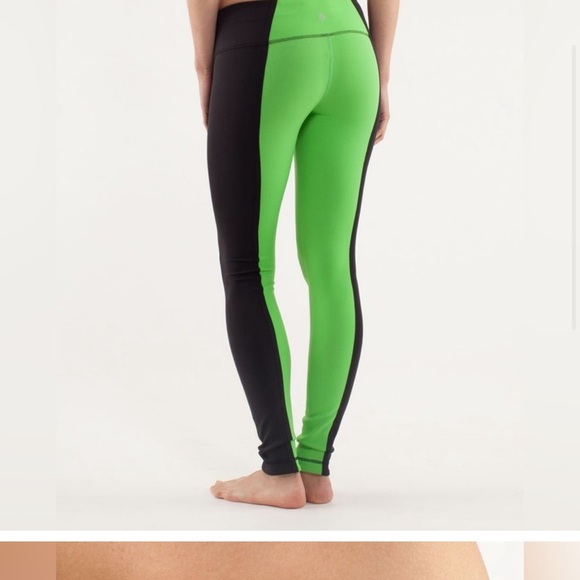 Lululemon 🍋Wunder Under Green and Black Color Block Leggings Size 8 - Picture 2 of 10